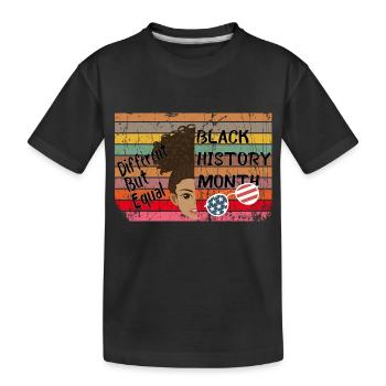 African/American Black History Month,Different but - Kinder Premium Bio T-Shirt - Schwarz - Vorne
