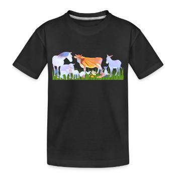 Animaux de ferme / animaux dans le cœur - T-shirt bio Premium Enfant - noir - Devant