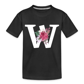Brief mit Blumen - Kinder Premium Bio T-Shirt - Schwarz - Vorne