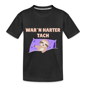 War`n harter Tach Feierabend Morgenmuffel Faultier - Kinder Premium Bio T-Shirt - Schwarz - Vorne