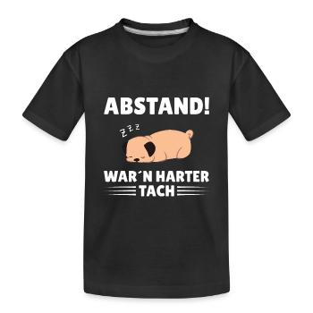Abstand War`n harter Tach Feierabend chillen Hund - Kinder Premium Bio T-Shirt - Schwarz - Vorne