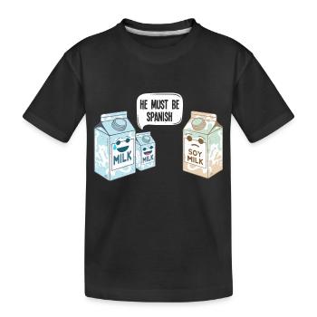 Sojamilch - Soy Milk spanisch - Kinder Premium Bio T-Shirt - Schwarz - Vorne