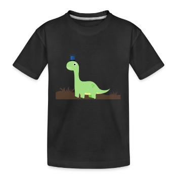 Dino im Gras | Geschenk, Geschenkidee - Kinder Premium Bio T-Shirt - Schwarz - Vorne