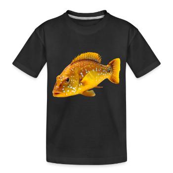 Der Leopardkorallenfisch lebt im Pazifischen Ozean - Kinder Premium Bio T-Shirt - Schwarz - Vorne