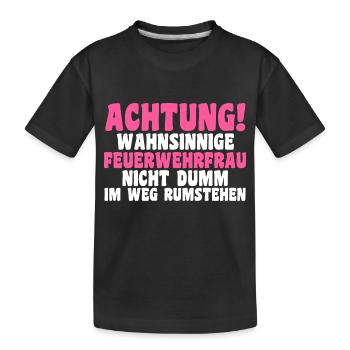 Feuerwehr Feuerwehrfrau - Kinder Premium Bio T-Shirt - Schwarz - Vorne