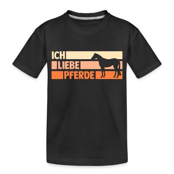 Pferd Reiten Reiter Reiterin Reitsport Pferde - Kinder Premium Bio T-Shirt - Schwarz - Vorne