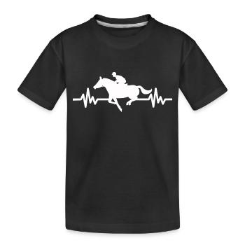 Herzschlag Pferd - Hengst Stute Ross Reitsport - Kinder Premium Bio T-Shirt - Schwarz - Vorne