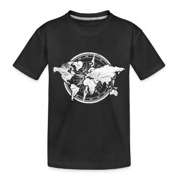 Kompass Landkarte Reisen Geschenk Weltkarte - Kinder Premium Bio T-Shirt - Schwarz - Vorne