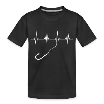 Fish Hook Pulse Leash Fisherman Heartbeat Fishing - Kids' Premium Organic T-Shirt - black - Front