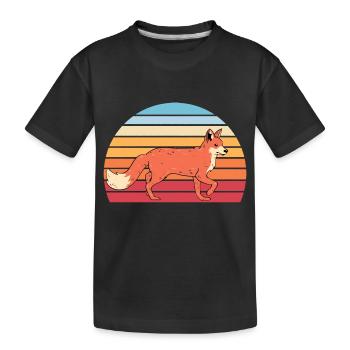Retro Wald Tier Natur Waldbewohner Geschenk Fuchs - Kinder Premium Bio T-Shirt - Schwarz - Vorne