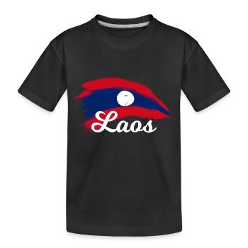 Laos Lao Laotian Flag Elephant Lao I Gift - Kids' Premium Organic T-Shirt - black - Front