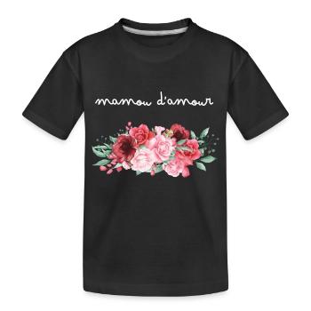 Mamou d’amour fleurs- idée cadeau mamie - T-shirt bio Premium Enfant - noir - Devant