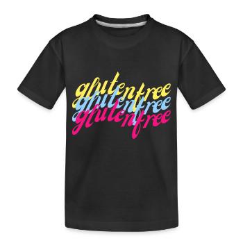 Gluten free geschwungen bunt - Kinder Premium Bio T-Shirt - Schwarz - Vorne
