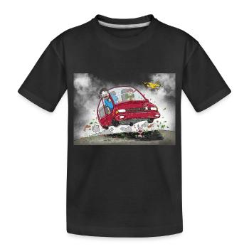 Des défenseurs de l’environnement en route vers le biotope - T-shirt bio Premium Enfant - noir - Devant