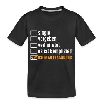 Single Vergeben Flamingos - Kinder Premium Bio T-Shirt - Schwarz - Vorne