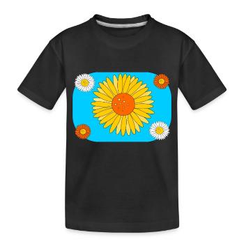 Gerbera sur turquoise - T-shirt bio Premium Enfant - noir - Devant