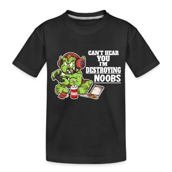 Je ne t’entends pas, je suis en train de détruire les noobs - T-shirt bio Premium Enfant - noir - Devant