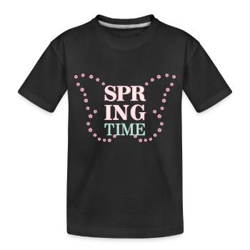 Spring Time - Spring is here! - Kids' Premium Organic T-Shirt - black - Front