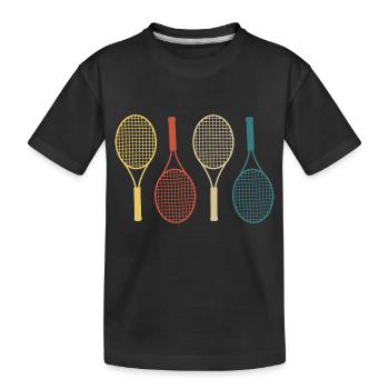 Vintage Retro Tennis Racket - Kids' Premium Organic T-Shirt - black - Front