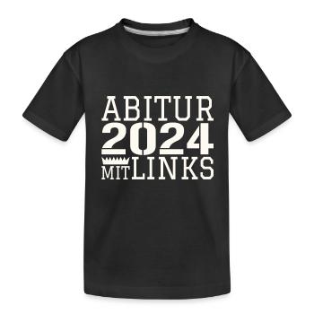 Abi mit links - Kinder Premium Bio T-Shirt - Schwarz - Vorne