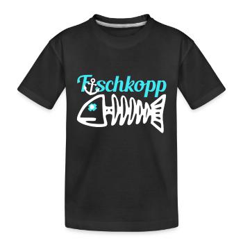 Fischkopp Fisch Fischkopf Küste Angler Fischer - Kinder Premium Bio T-Shirt - Schwarz - Vorne