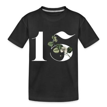 Number 15 Floral Green -15th Floral Anniversary - Kids' Premium Organic T-Shirt - black - Front