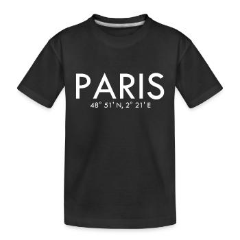 Paris - France - Coordinates Latitude Longitude - Kids' Premium Organic T-Shirt - black - Front