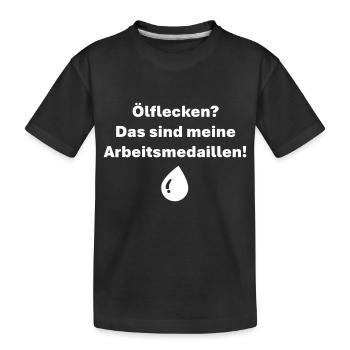 Les taches d’huile sont mes médailles de travail - T-shirt bio Premium Enfant - noir - Devant