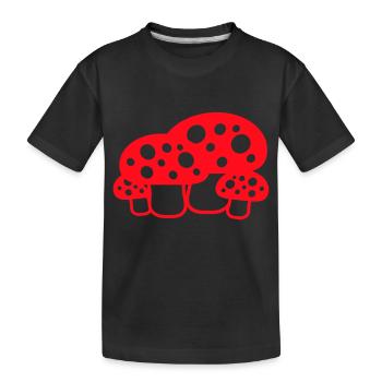 Many Mushrooms Red Dots Pattern Toadstool Fungus - Kids' Premium Organic T-Shirt - black - Front