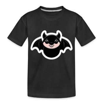 Cute Bat – Funny Cartoon Design for Hall - Kids' Premium Organic T-Shirt - black - Front