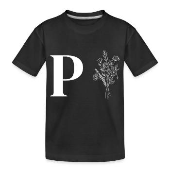 Minimalistische Blumen - Kinder Premium Bio T-Shirt - Schwarz - Vorne