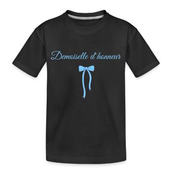 Blue Bow Bridesmaid - Kids' Premium Organic T-Shirt - black - Front