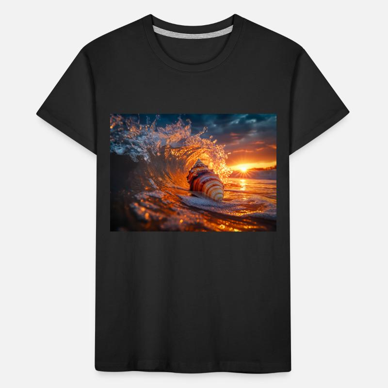 Sunset Wave & Seashell Symphony Kids' Premium Organic T-Shirt