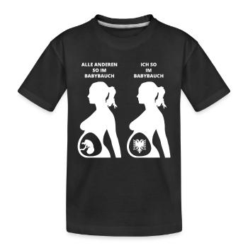 GESCHENK BABYBAUCH GEBOREN ALBANIEN - Kinder Premium Bio T-Shirt - Schwarz - Vorne