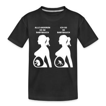 GESCHENK BABYBAUCH GEBOREN hockey eishockey - Kinder Premium Bio T-Shirt - Schwarz - Vorne