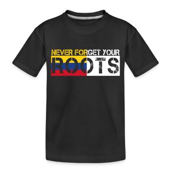 never forget your roots love Kolumbien - Kinder Premium Bio T-Shirt - Schwarz - Vorne