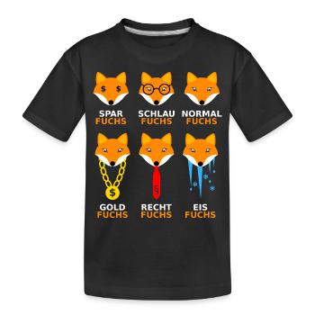Füchse in verschiedenen Themen - Kinder Premium Bio T-Shirt - Schwarz - Vorne