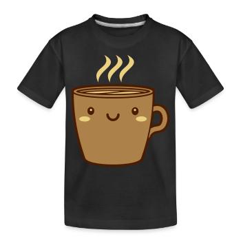Niedliche Kaffee Tasse - Kinder Premium Bio T-Shirt - Schwarz - Vorne