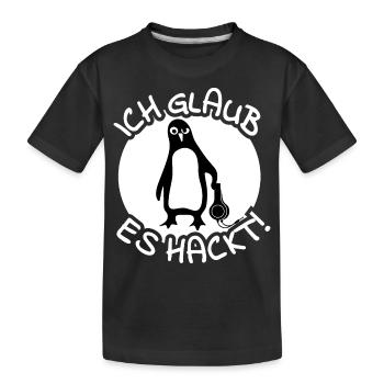 Pinguin Hacker - Kinder Premium Bio T-Shirt - Schwarz - Vorne