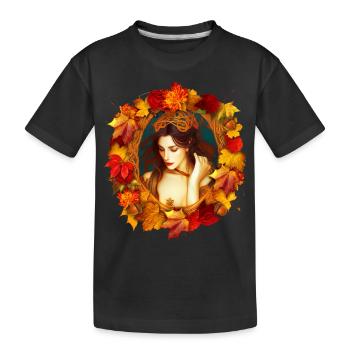 Fantasy-Kunst Herbst-Königin - Kinder Premium Bio T-Shirt - Schwarz - Vorne