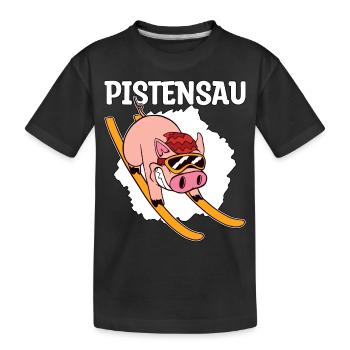 Ski fahren Pistensau Skiing Geschenk - Kinder Premium Bio T-Shirt - Schwarz - Vorne