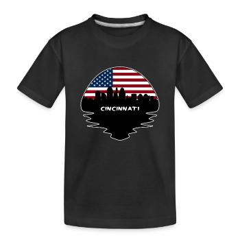 Cincinnati Ohio États-Unis Flag Skyline Silhouette Voyage - T-shirt bio Premium Enfant - noir - Devant