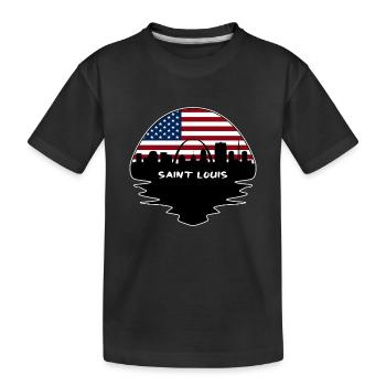 Saint Louis Missouri Usa-Flaggen-Skyline-Schattenbild T - Kinder Premium Bio T-Shirt - Schwarz - Vorne