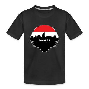 Jakarta Indonesien Flagge Skyline Silhouette Reisen - Kinder Premium Bio T-Shirt - Schwarz - Vorne