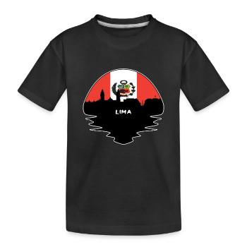 Lima Peru Flagge Skyline Silhouette Reisen - Kinder Premium Bio T-Shirt - Schwarz - Vorne