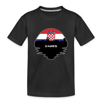 Zagreb Croatie Flag Skyline Silhouette Voyage - T-shirt bio Premium Enfant - noir - Devant