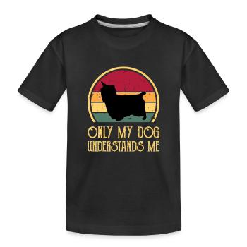 Australian Silky Terrier Dog Silhouette Retro Sun - T-shirt bio Premium Enfant - noir - Devant