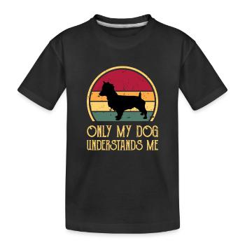 Australian Terrier Dog Silhouette Retro Sunset - T-shirt bio Premium Enfant - noir - Devant