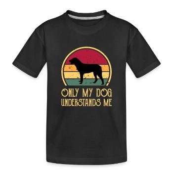 Cao De Castro Laboreiro Hund Silhouette Retro Sonne - Kinder Premium Bio T-Shirt - Schwarz - Vorne