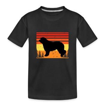 Catalan Sheepdog Dog Lover Silhouette Retro Sunset - Kids' Premium Organic T-Shirt - black - Front
